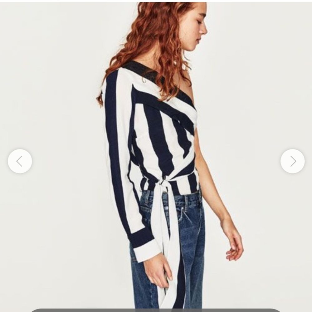 Zara Trafaluc One Shoulder Belted Top - Picture 2 of 6